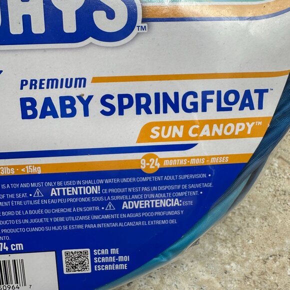 Swimways Baby Spring Float Sun Canopy Blue Supports 33 Lbs 9-24 Months NWT - Picture 3 of 6